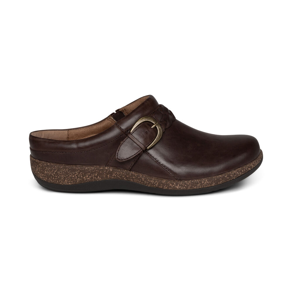 Aetrex Women's Libby Comfort Clogs - Brown | USA HOZ5V1J